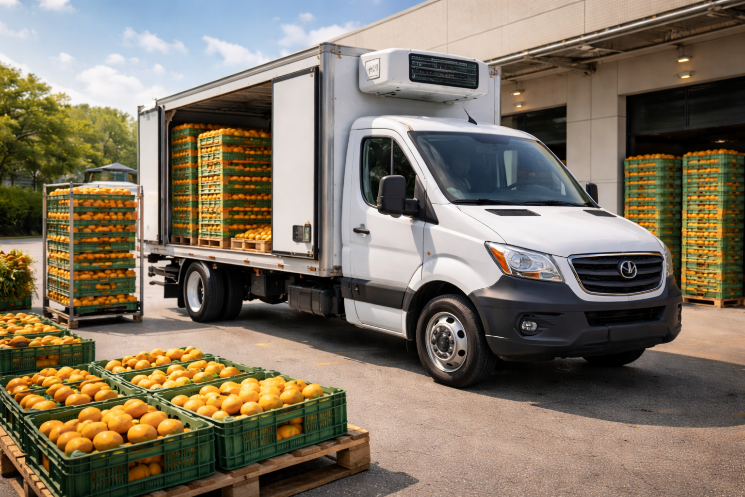 Refrigerated box truck setup for mango export logistics